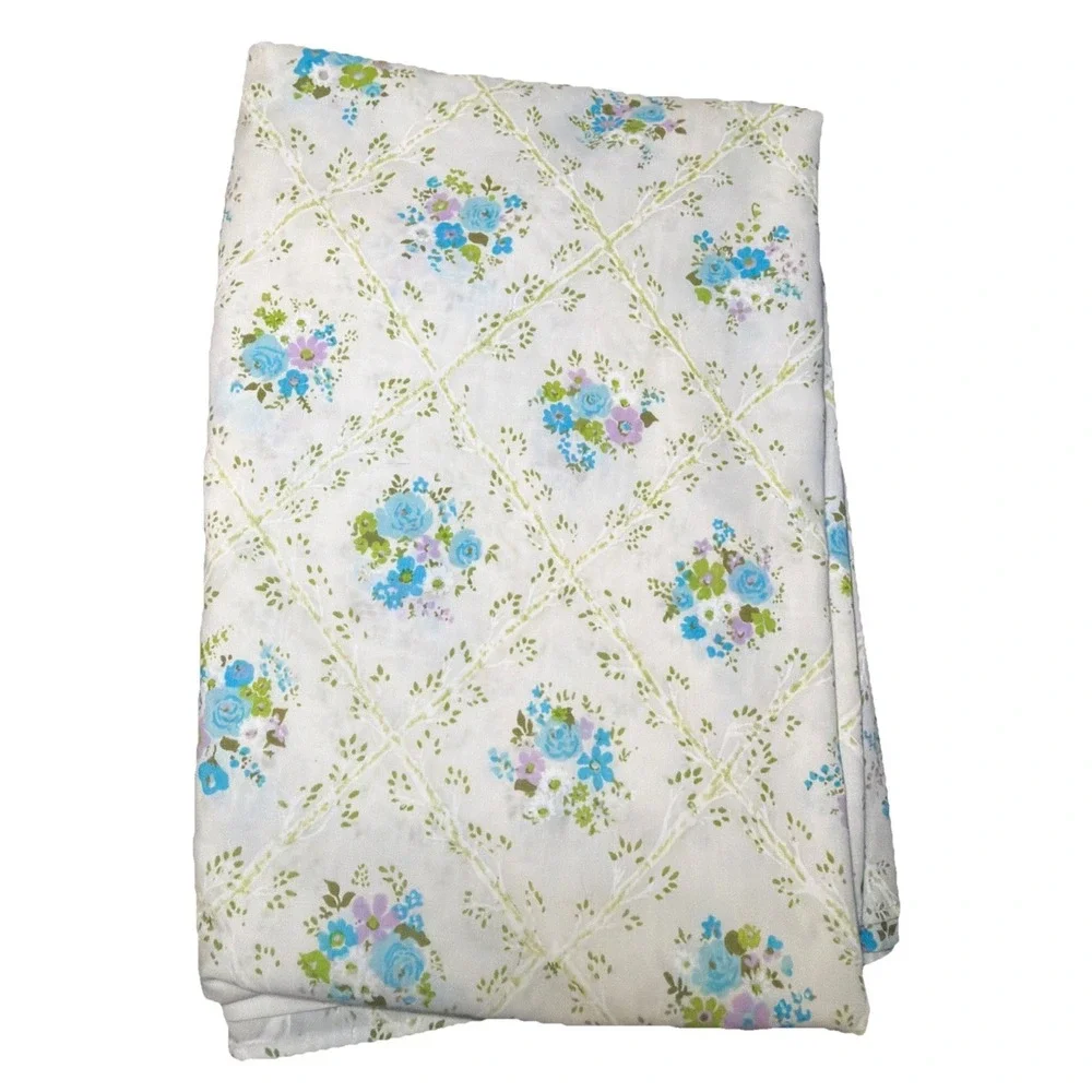 Vintage Cannon Monticello Full Bedding Flat Sheet ONLY Floral Cottagecore